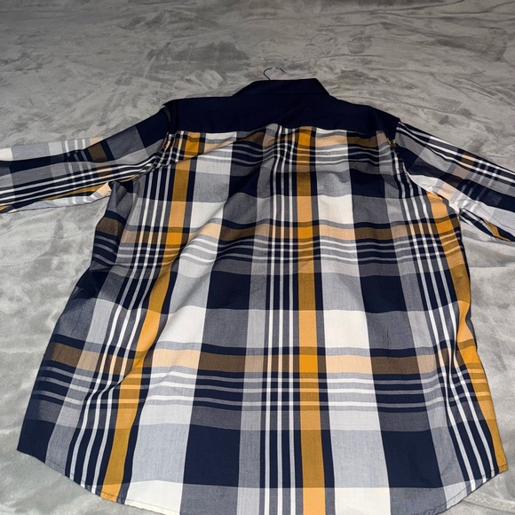 Sean John Men's Plaid Shirt in Navy, White, and Yellow - Picture 5 of 5